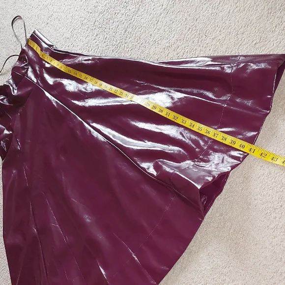 STAUD Plum Abstract Faux Leather Midi Dress Sz 12 - Picture 12 of 15